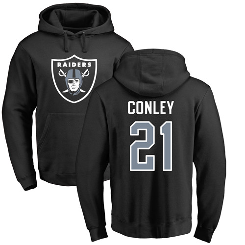 Men Oakland Raiders Black Gareon Conley Name and Number Logo NFL Football #21 Pullover Hoodie Sweatshirts